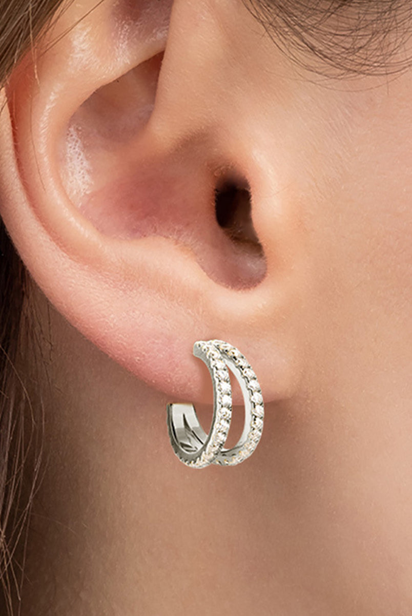 Moissanite 925 Sterling Silver C-Hoop Earrings-Trendsi-Urban Threadz Boutique, Women's Fashion Boutique in Saugatuck, MI