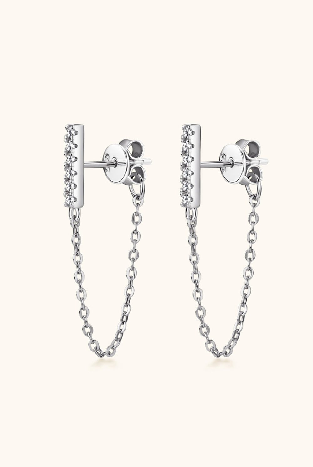 Moissanite 925 Sterling Silver Connected Earrings-Trendsi-Urban Threadz Boutique, Women's Fashion Boutique in Saugatuck, MI