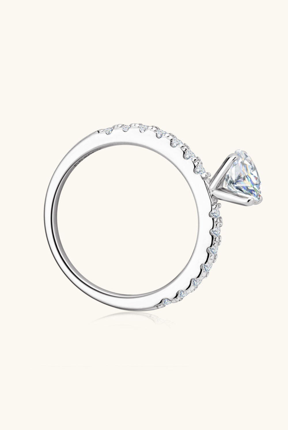 Moissanite Platinum-Plated Side Stone Ring-Trendsi-Urban Threadz Boutique, Women's Fashion Boutique in Saugatuck, MI