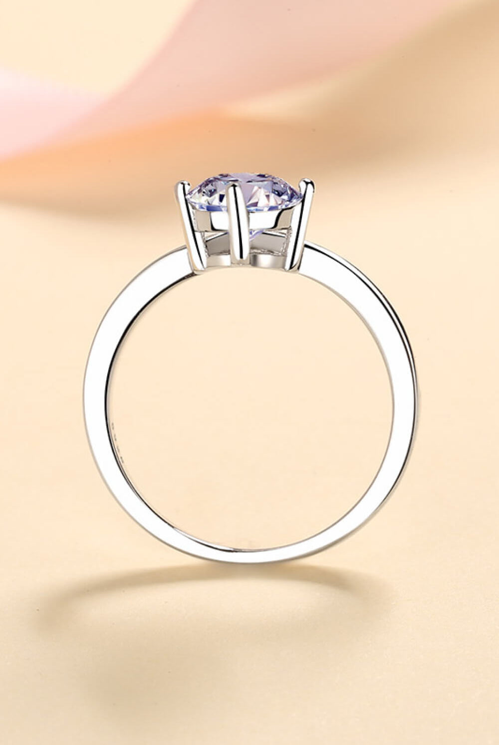 925 Sterling Silver Ring with 1 Carat Moissanite-Trendsi-Urban Threadz Boutique, Women's Fashion Boutique in Saugatuck, MI