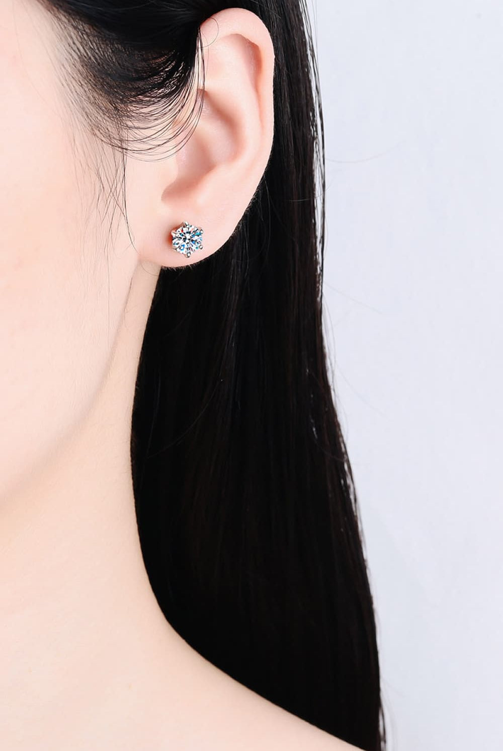 1 Carat Moissanite Rhodium-Plated Stud Earrings-Trendsi-Urban Threadz Boutique, Women's Fashion Boutique in Saugatuck, MI