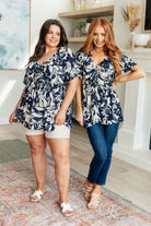In Contrast Floral V-Neck Top-Short Sleeves-Ave Shops-Urban Threadz Boutique, Women's Fashion Boutique in Saugatuck, MI