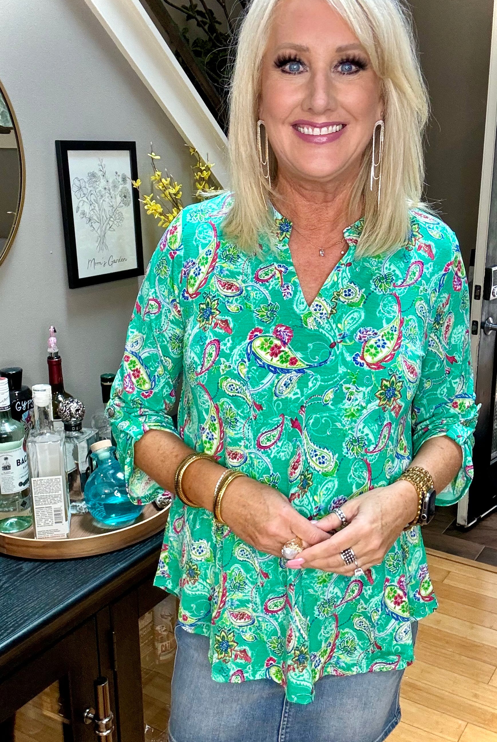 Lizzy Top in Emerald and Magenta Paisley-Long Sleeves-Ave Shops-Urban Threadz Boutique, Women's Fashion Boutique in Saugatuck, MI