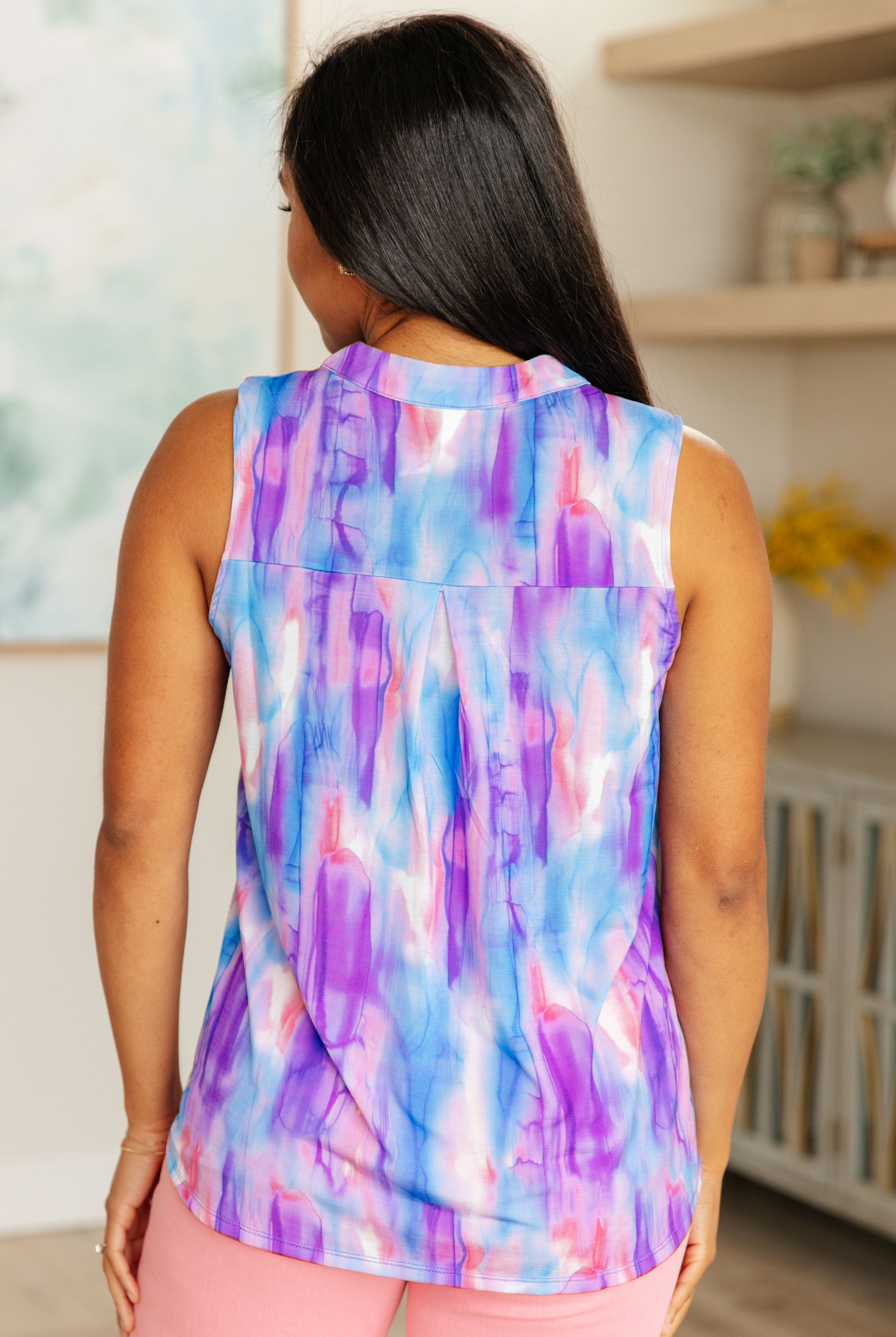 Lizzy Tank Top in Lavender and Blue Watercolor-Tops-Ave Shops-Urban Threadz Boutique, Women's Fashion Boutique in Saugatuck, MI