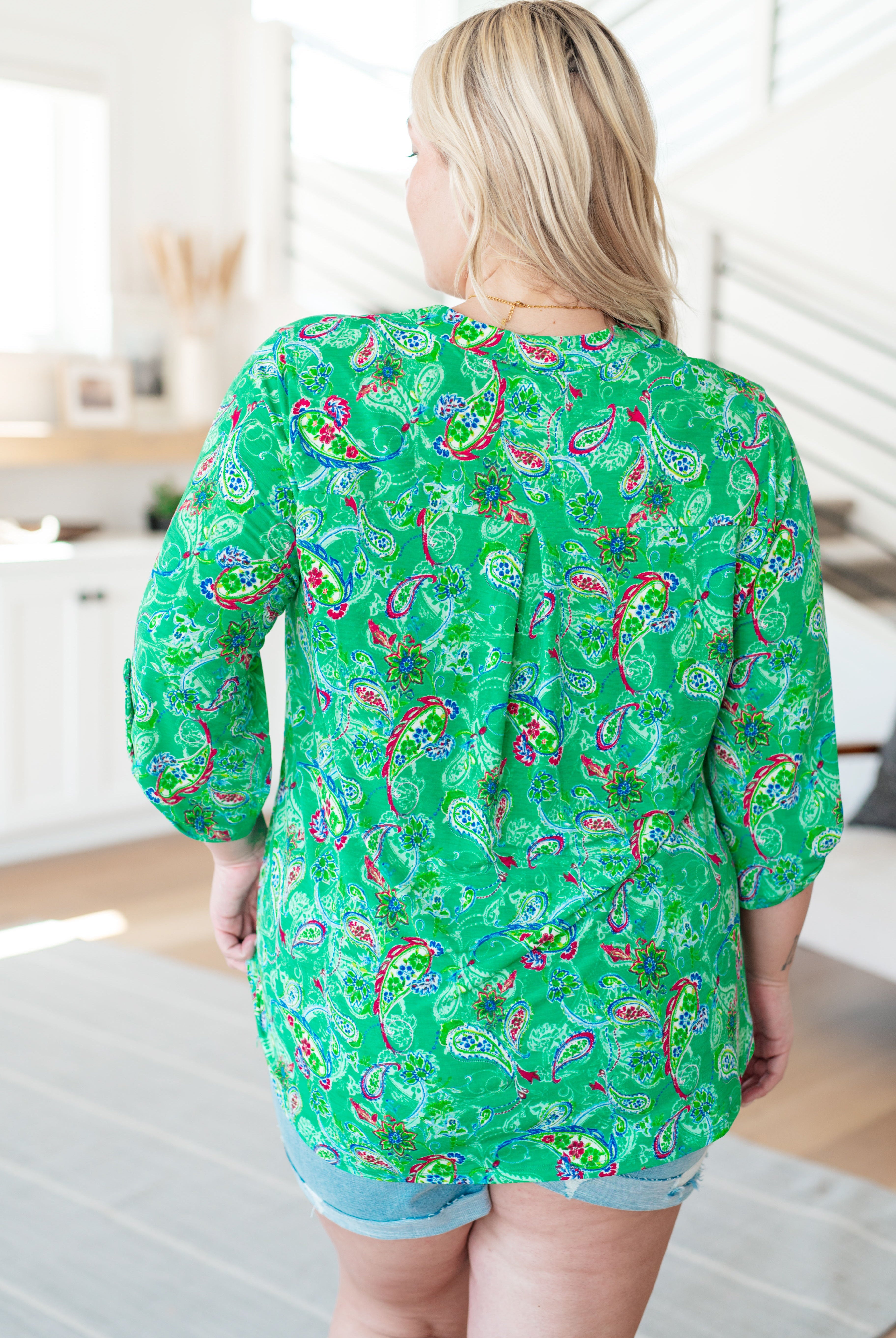 Lizzy Top in Emerald and Magenta Paisley-Long Sleeves-Ave Shops-Urban Threadz Boutique, Women's Fashion Boutique in Saugatuck, MI