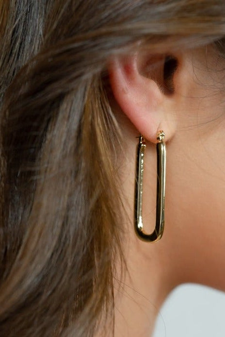 Single Link Rectangular Hoop Earring-Earrings-The Sis Kiss®-Urban Threadz Boutique, Women's Fashion Boutique in Saugatuck, MI