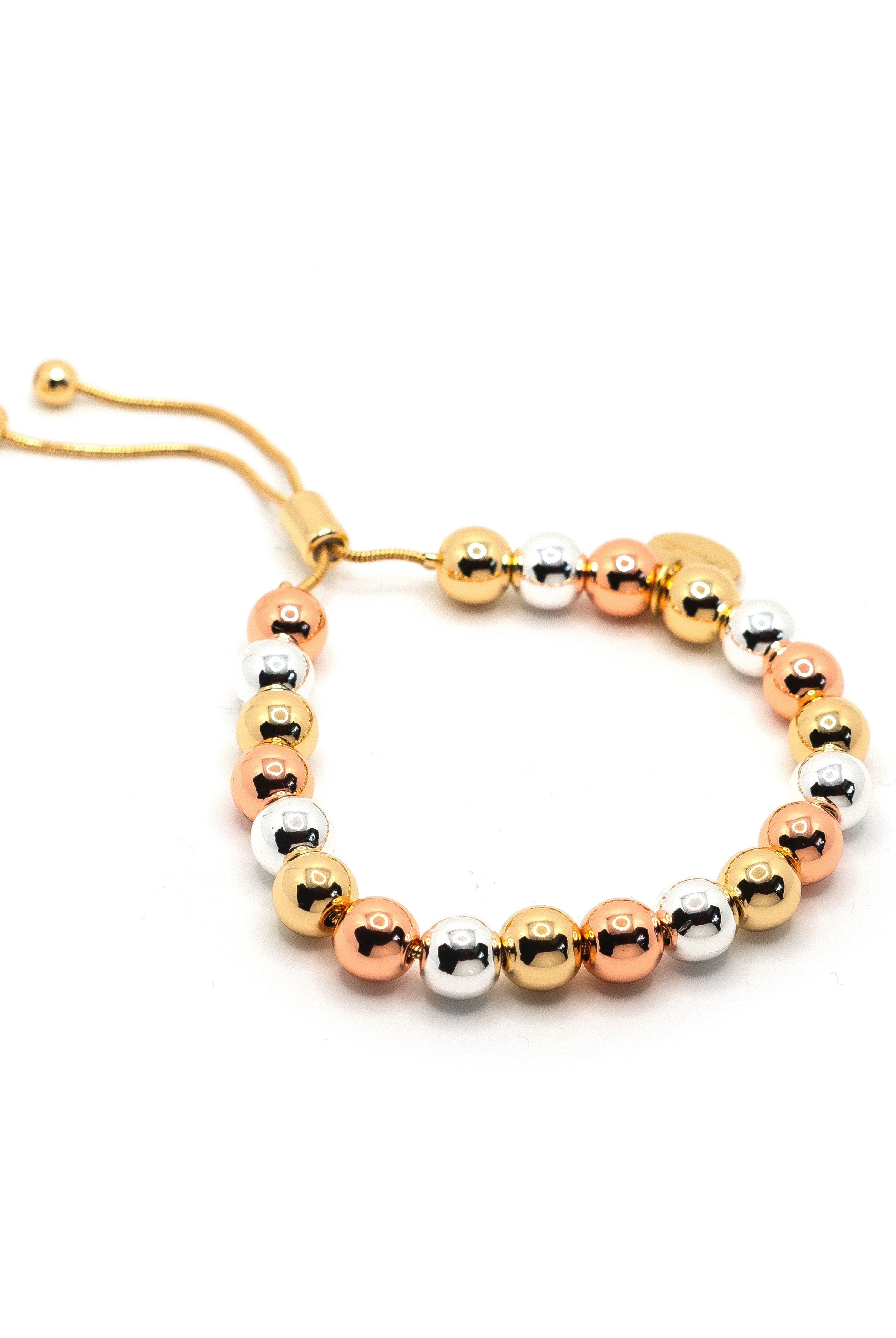 Tri Tone Adjustable Bracelet in 8mm-Bracelets-The Sis Kiss®-Urban Threadz Boutique, Women's Fashion Boutique in Saugatuck, MI