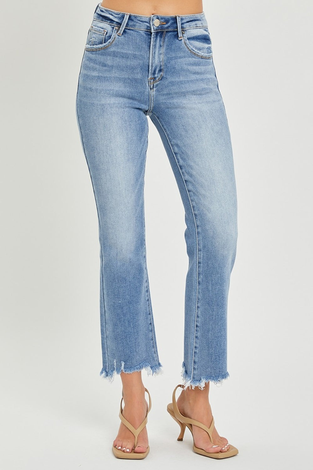 RISEN Full Size Frayed Hem Cropped Straight Jeans-JEANS-Trendsi-Urban Threadz Boutique, Women's Fashion Boutique in Saugatuck, MI