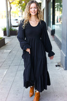 Beautiful You Black Smocked Ruffle Sleeve Maxi Dress-Dresses-Haptics-Urban Threadz Boutique, Women's Fashion Boutique in Saugatuck, MI