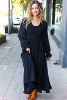 Beautiful You Black Smocked Ruffle Sleeve Maxi Dress-Dresses-Haptics-Urban Threadz Boutique, Women's Fashion Boutique in Saugatuck, MI