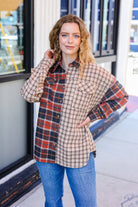 Rust & Taupe Plaid Color Block Shacket-Shackets-Haptics-Urban Threadz Boutique, Women's Fashion Boutique in Saugatuck, MI