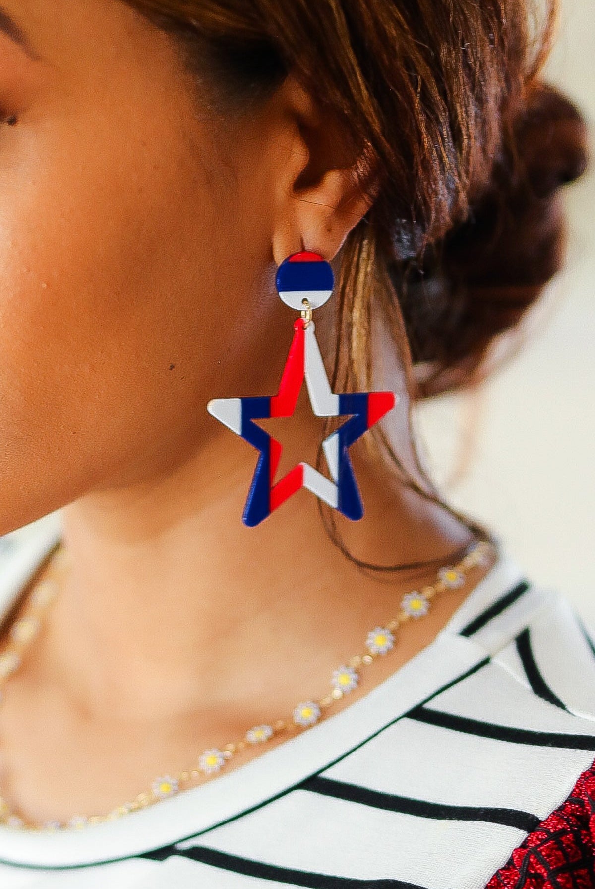 Americana Holiday Star Dangle Earrings-Earrings-ICON-Urban Threadz Boutique, Women's Fashion Boutique in Saugatuck, MI