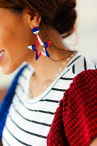 Americana Holiday Star Dangle Earrings-Earrings-ICON-Urban Threadz Boutique, Women's Fashion Boutique in Saugatuck, MI