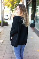 Casual Chic Black Oversized V Neck Rib Knit Sweater-Sweaters-Haptics-Urban Threadz Boutique, Women's Fashion Boutique in Saugatuck, MI