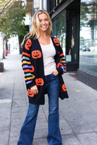 Pumpkin Multicolor Stripe Jacquard Knit Open Cardigan-Cardigans-Haptics-Urban Threadz Boutique, Women's Fashion Boutique in Saugatuck, MI