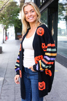 Pumpkin Multicolor Stripe Jacquard Knit Open Cardigan-Cardigans-Haptics-Urban Threadz Boutique, Women's Fashion Boutique in Saugatuck, MI