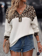 Leopard V-Neck Long Sleeve T-Shirt-Long Sleeves-Trendsi-Urban Threadz Boutique, Women's Fashion Boutique in Saugatuck, MI