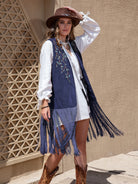 Faux Suede Fringe Hem Open Front Vest- 3 colors-Vests-Trendsi-Urban Threadz Boutique, Women's Fashion Boutique in Saugatuck, MI