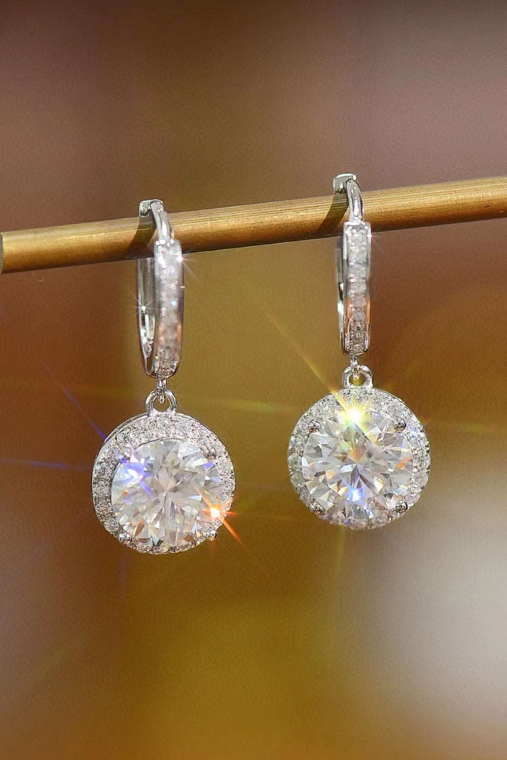 2 Carat Moissanite Round Drop Earrings-Trendsi-Urban Threadz Boutique, Women's Fashion Boutique in Saugatuck, MI