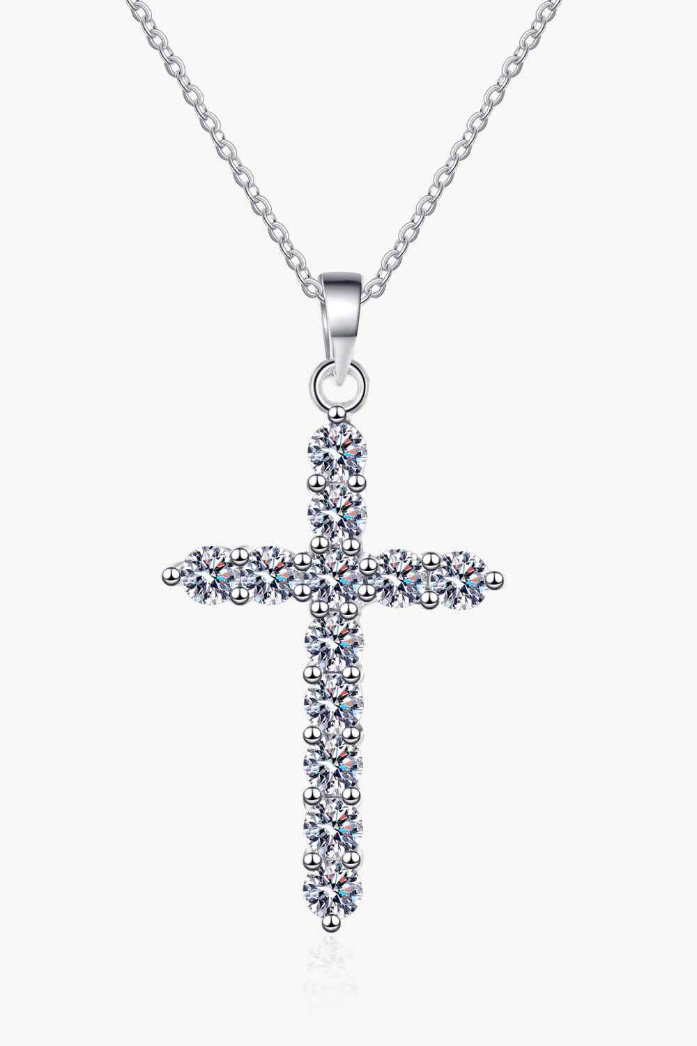 Moissanite Cross Pendant Chain Necklace-Trendsi-Urban Threadz Boutique, Women's Fashion Boutique in Saugatuck, MI