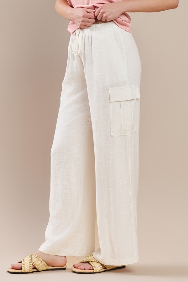 Women's Linen Cargo Pants-Pants-Yelete-Urban Threadz Boutique, Women's Fashion Boutique in Saugatuck, MI