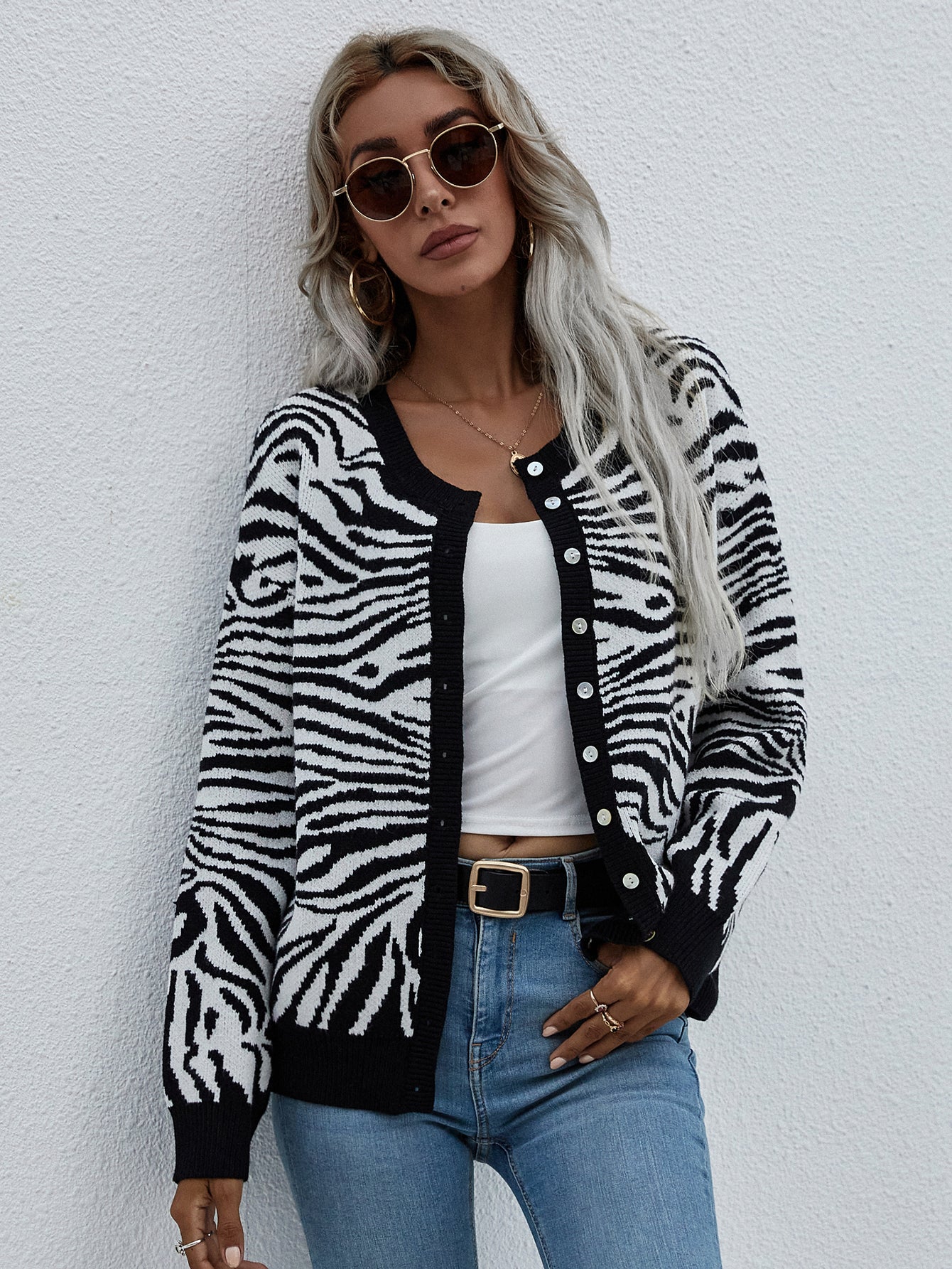 Woven Right Zebra Print Button Down Cardigan- 4 colors-Cardigans-Trendsi-Urban Threadz Boutique, Women's Fashion Boutique in Saugatuck, MI