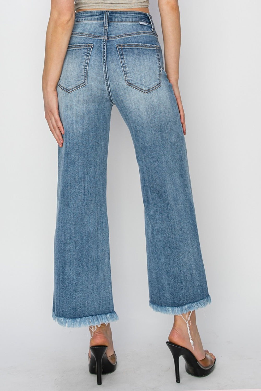 RISEN Raw Hem Cropped Wide Leg Jeans-JEANS-Trendsi-Urban Threadz Boutique, Women's Fashion Boutique in Saugatuck, MI