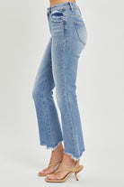 RISEN Full Size Frayed Hem Cropped Straight Jeans-JEANS-Trendsi-Urban Threadz Boutique, Women's Fashion Boutique in Saugatuck, MI