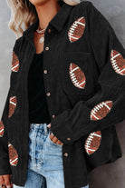 Sequin Football Button Up Long Sleeve Jacket-Jackets-Trendsi-Urban Threadz Boutique, Women's Fashion Boutique in Saugatuck, MI