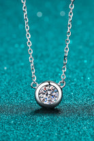 Moissanite Round Pendant Chain Necklace-Trendsi-Urban Threadz Boutique, Women's Fashion Boutique in Saugatuck, MI