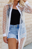 Polka Dot Long Sleeve Cover Up-Trendsi-Urban Threadz Boutique, Women's Fashion Boutique in Saugatuck, MI