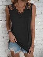 Lace Detail V-Neck Tank-Trendsi-Urban Threadz Boutique, Women's Fashion Boutique in Saugatuck, MI