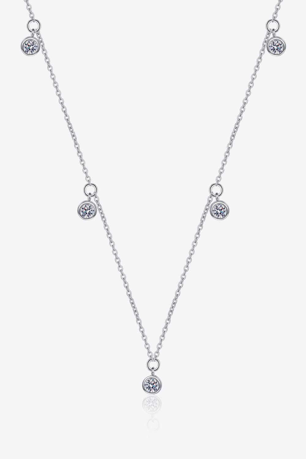 Moissanite Rhodium-Plated Necklace-Trendsi-Urban Threadz Boutique, Women's Fashion Boutique in Saugatuck, MI