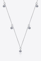 Moissanite Rhodium-Plated Necklace-Trendsi-Urban Threadz Boutique, Women's Fashion Boutique in Saugatuck, MI