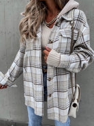 Plaid Dropped Shoulder Hooded Jacket-Coats & Jackets-Trendsi-Urban Threadz Boutique, Women's Fashion Boutique in Saugatuck, MI