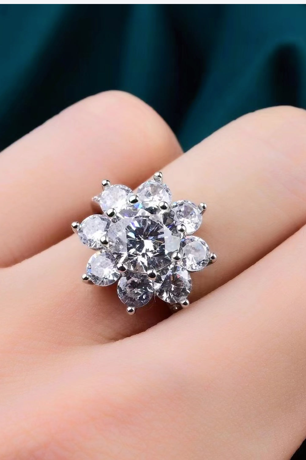 1 Carat Moissanite Flower Ring-Trendsi-Urban Threadz Boutique, Women's Fashion Boutique in Saugatuck, MI