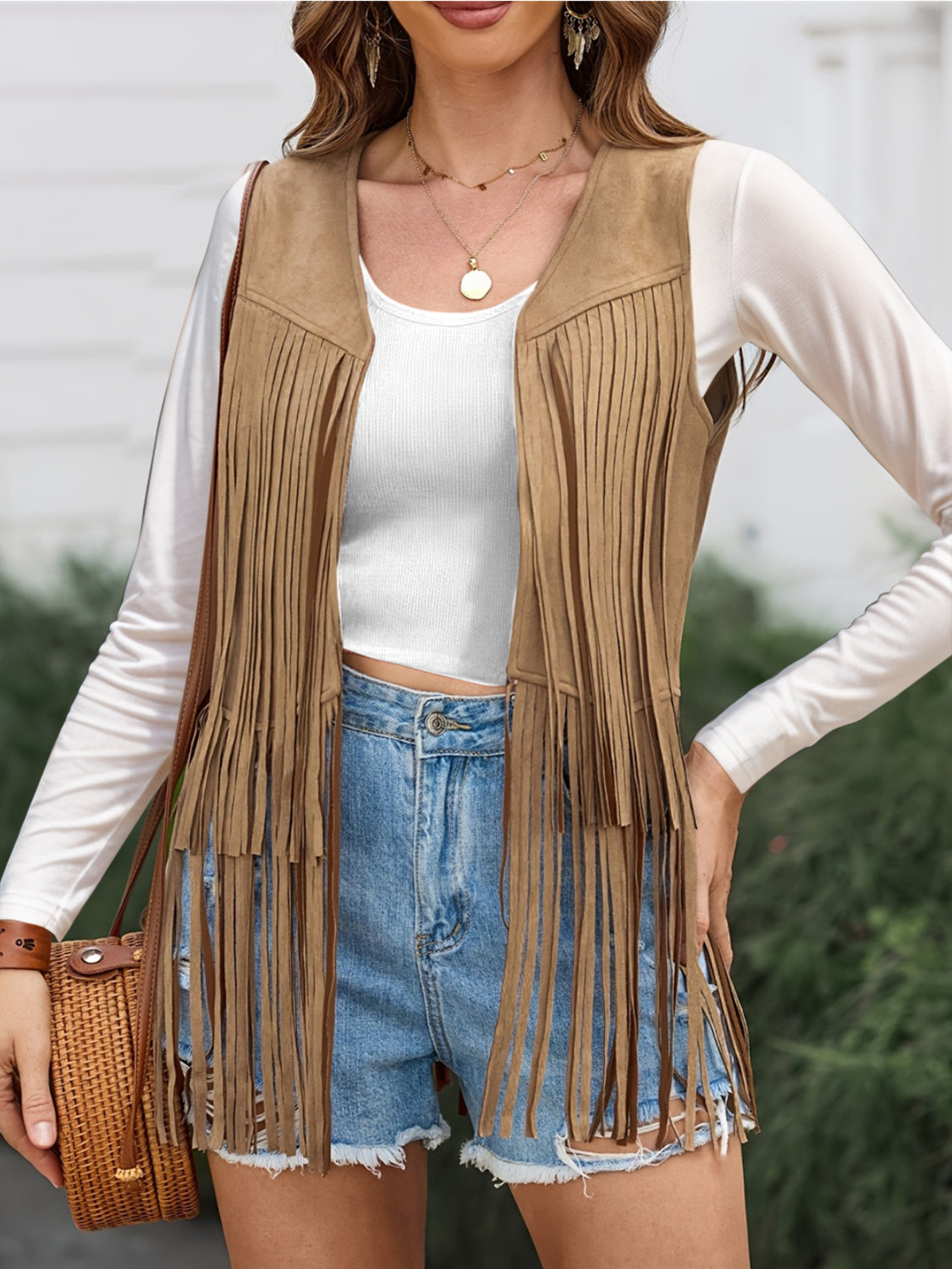 Fringe Open Front Vest Coat- 6 colors-Vests-Trendsi-Urban Threadz Boutique, Women's Fashion Boutique in Saugatuck, MI