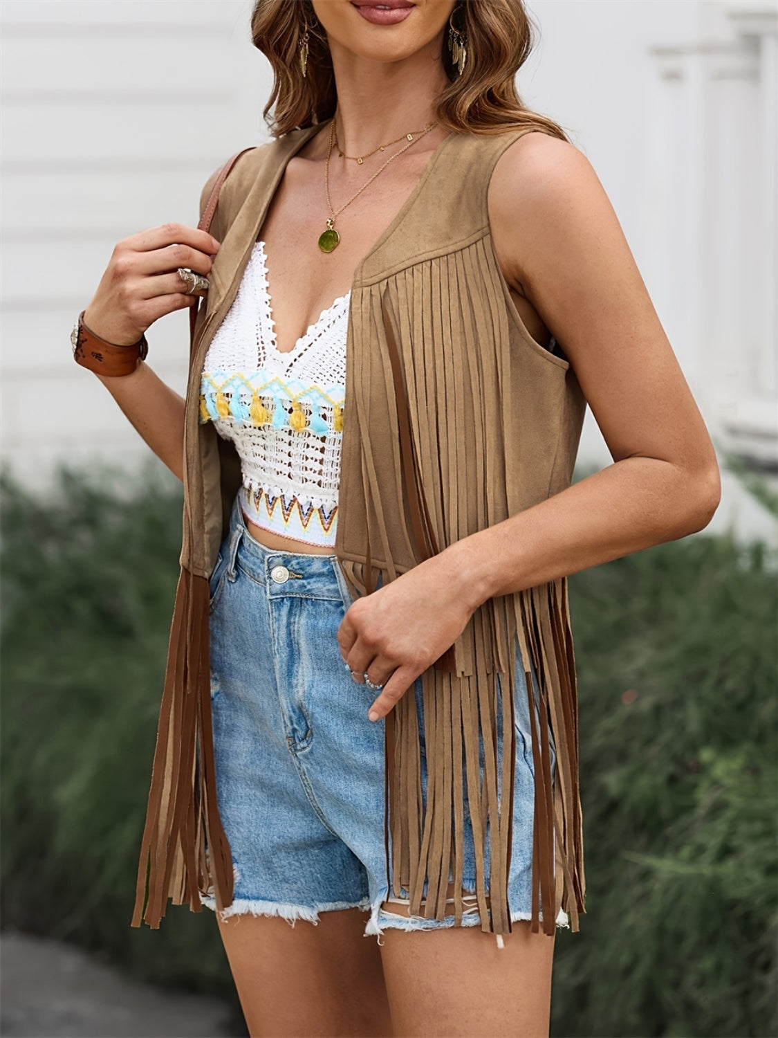 Fringe Open Front Vest Coat- 6 colors-Vests-Trendsi-Urban Threadz Boutique, Women's Fashion Boutique in Saugatuck, MI