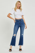 RISEN High Rise Distressed Crop Flare Jeans-JEANS-Trendsi-Urban Threadz Boutique, Women's Fashion Boutique in Saugatuck, MI