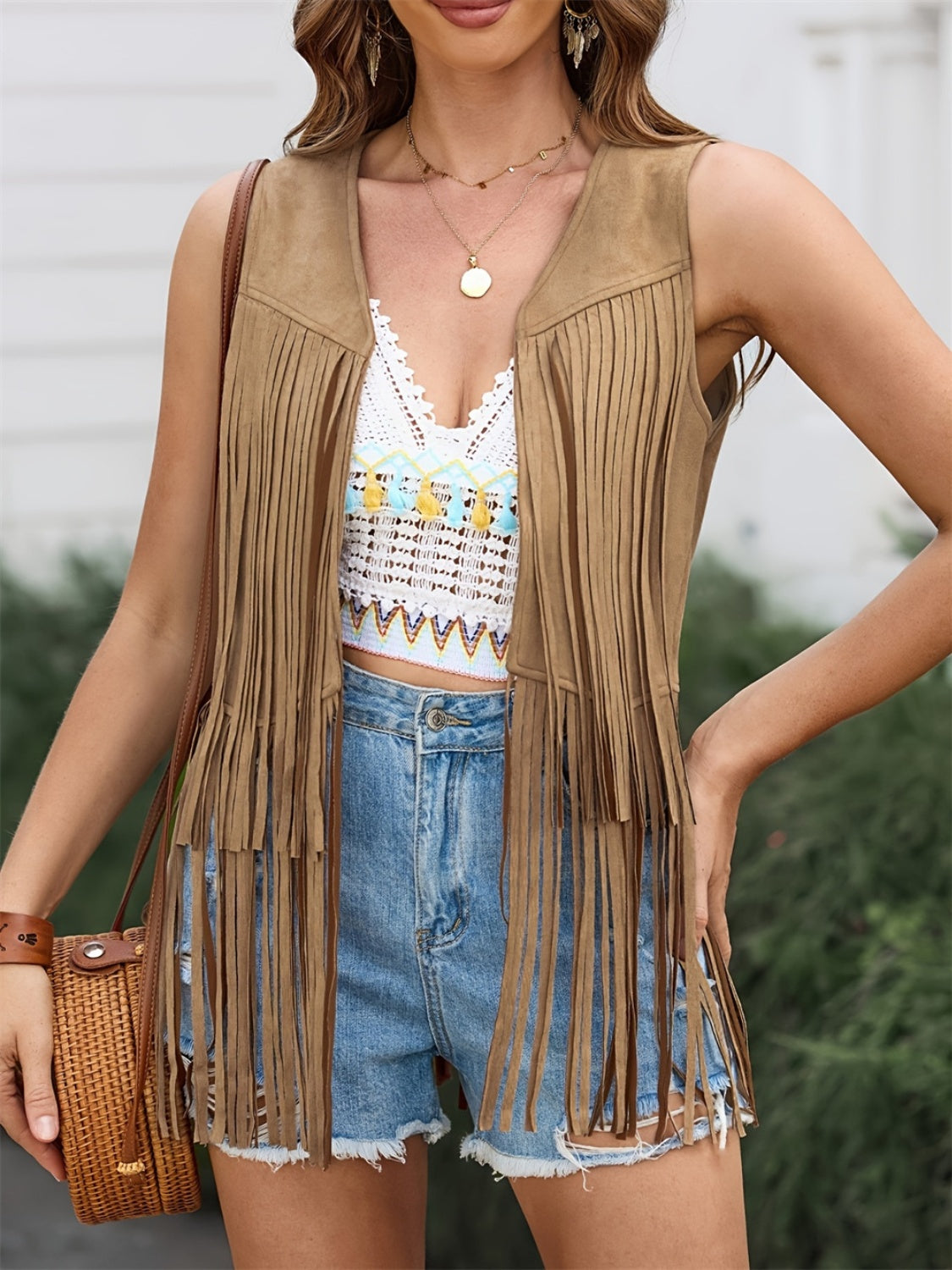 Fringe Open Front Vest Coat- 6 colors-Vests-Trendsi-Urban Threadz Boutique, Women's Fashion Boutique in Saugatuck, MI