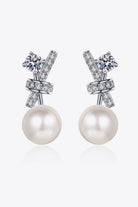 Pearl Moissanite Stud Earrings-Trendsi-Urban Threadz Boutique, Women's Fashion Boutique in Saugatuck, MI