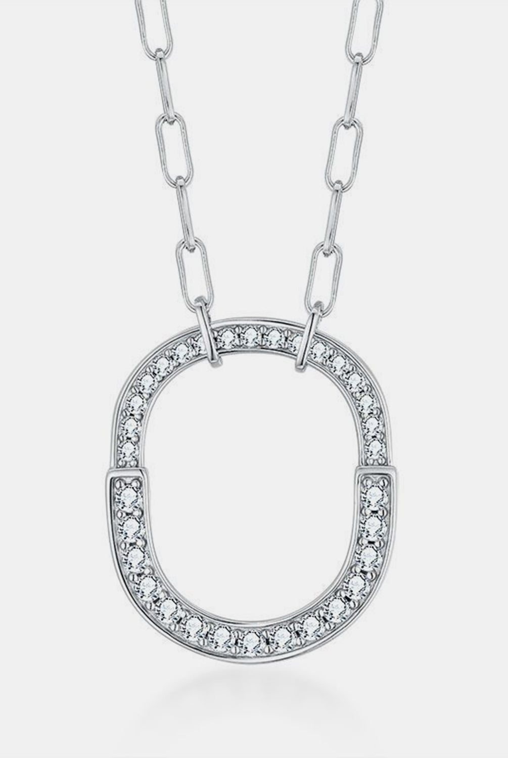 925 Sterling Silver Inlaid Moissanite Pendant Necklace-Trendsi-Urban Threadz Boutique, Women's Fashion Boutique in Saugatuck, MI
