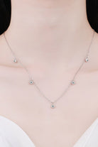 Moissanite Rhodium-Plated Necklace-Trendsi-Urban Threadz Boutique, Women's Fashion Boutique in Saugatuck, MI