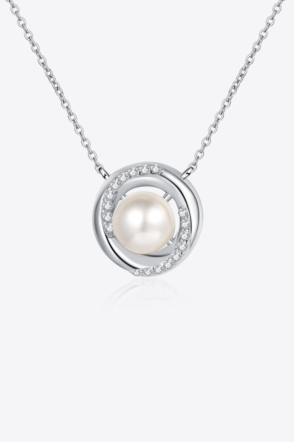 Moissanite Pearl Rhodium-Plated Necklace-Trendsi-Urban Threadz Boutique, Women's Fashion Boutique in Saugatuck, MI