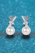 Pearl Moissanite Stud Earrings-Trendsi-Urban Threadz Boutique, Women's Fashion Boutique in Saugatuck, MI