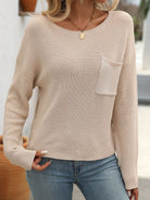 Mandy Round Neck Long Sleeve Sweater-Sweaters-Trendsi-Urban Threadz Boutique, Women's Fashion Boutique in Saugatuck, MI