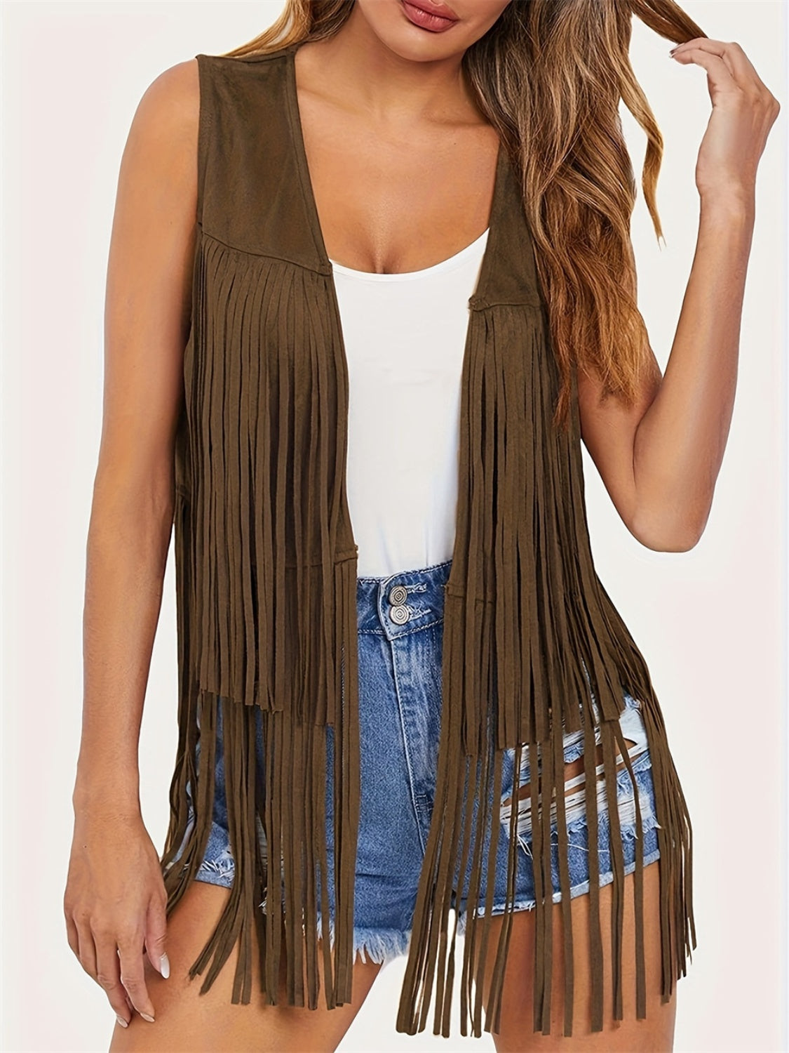 Fringe Open Front Vest Coat- 6 colors-Vests-Trendsi-Urban Threadz Boutique, Women's Fashion Boutique in Saugatuck, MI