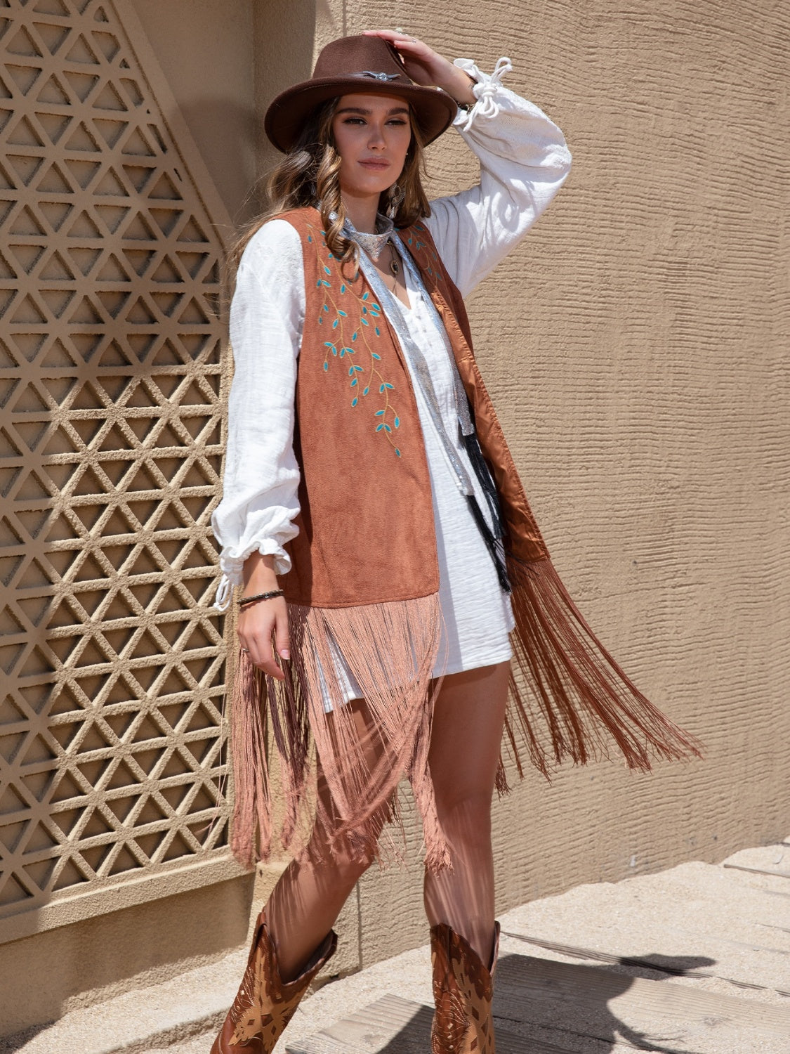 Faux Suede Fringe Hem Open Front Vest- 3 colors-Vests-Trendsi-Urban Threadz Boutique, Women's Fashion Boutique in Saugatuck, MI