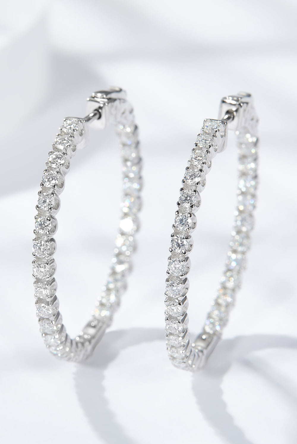 Platinum-Plated Moissanite Huggie Earrings-Trendsi-Urban Threadz Boutique, Women's Fashion Boutique in Saugatuck, MI