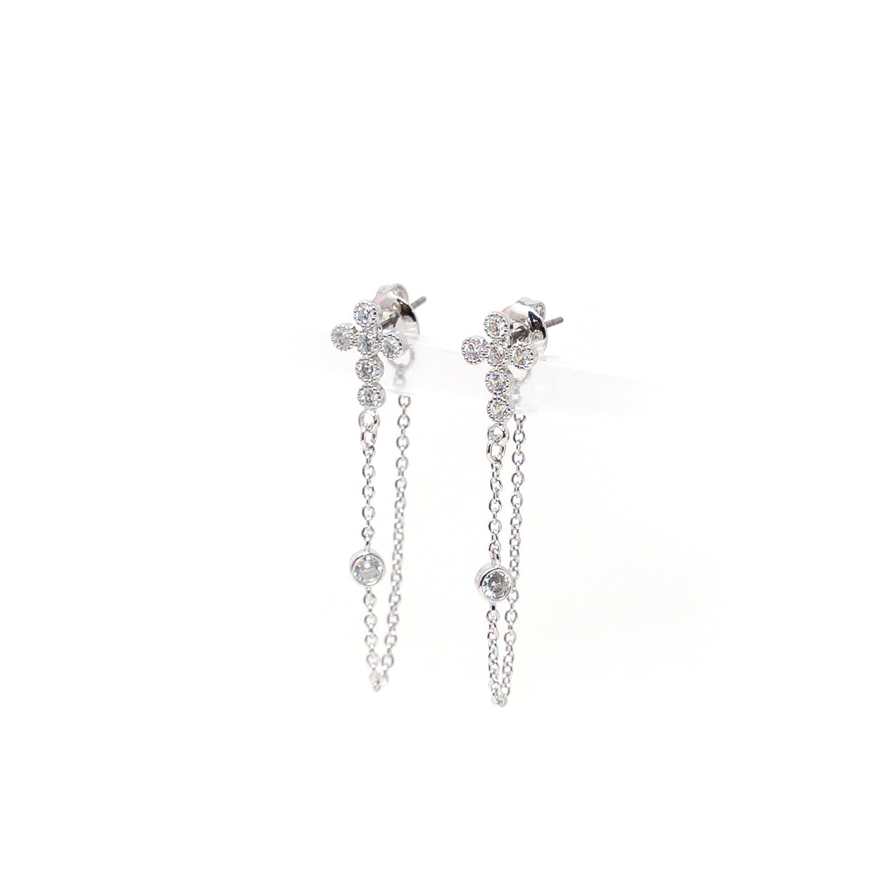 Crystal Drop Cross Stud Earrings-Earrings-The Sis Kiss®-Urban Threadz Boutique, Women's Fashion Boutique in Saugatuck, MI